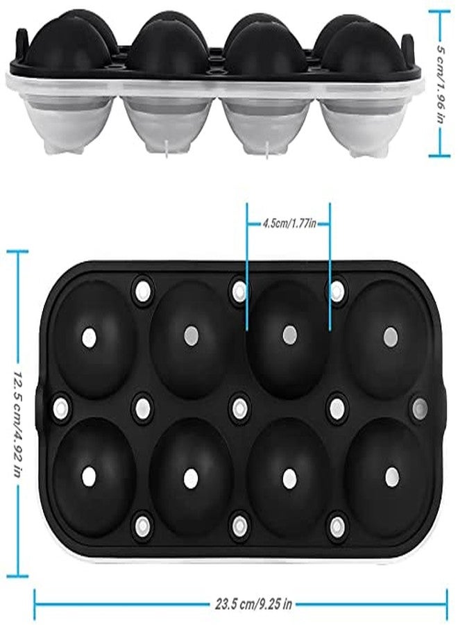 Shuban Silicone Sphere Ice Molds - 8 x 4.5 cm, Ice Ball Maker with Lid & Funnel, Stackable Reusable, BPA Free - Image 2